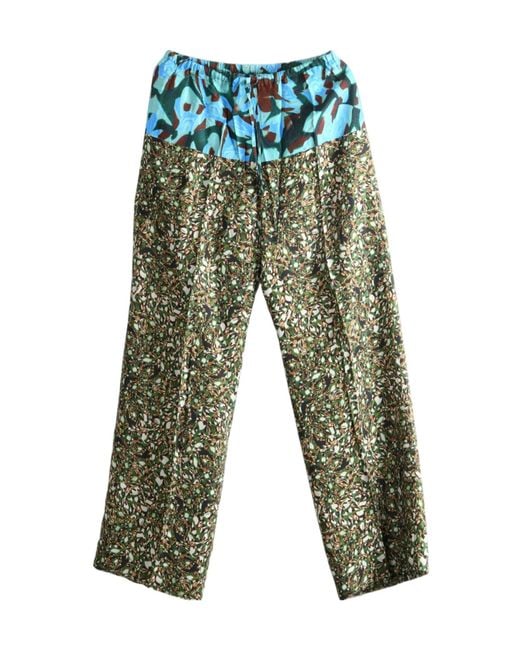 Dries Van Noten Green Print Fluid Pant
