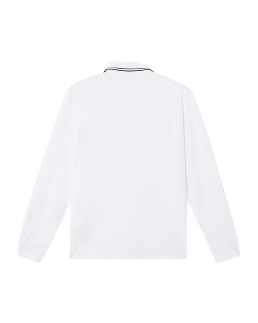 Stone Island White Slim Fit Long Sleeve Polo Shirt With Compass Patch for men