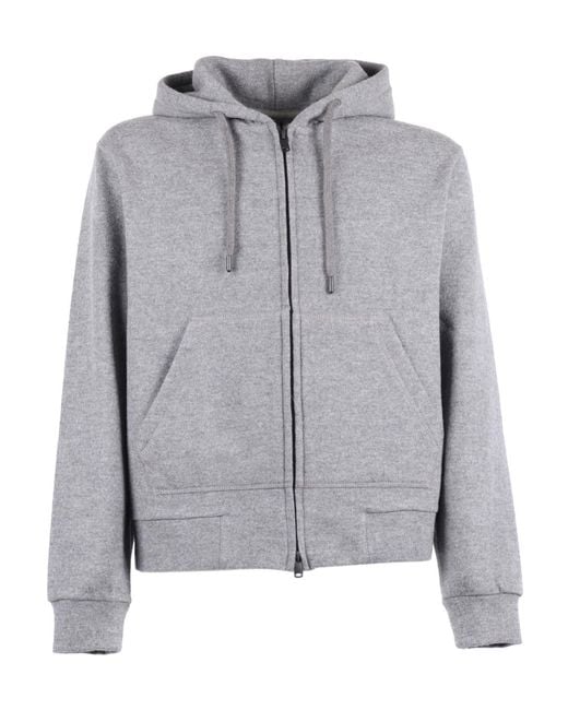 Circolo 1901 Gray Wool Zip-Up Hoodie for men