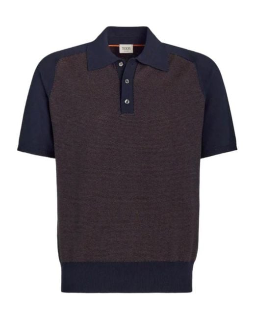 Tod's Blue Piquet Short-Sleeve Polo Shirt for men
