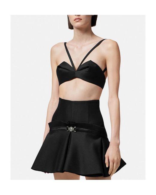 Versace Black Pleated Bustier Top
