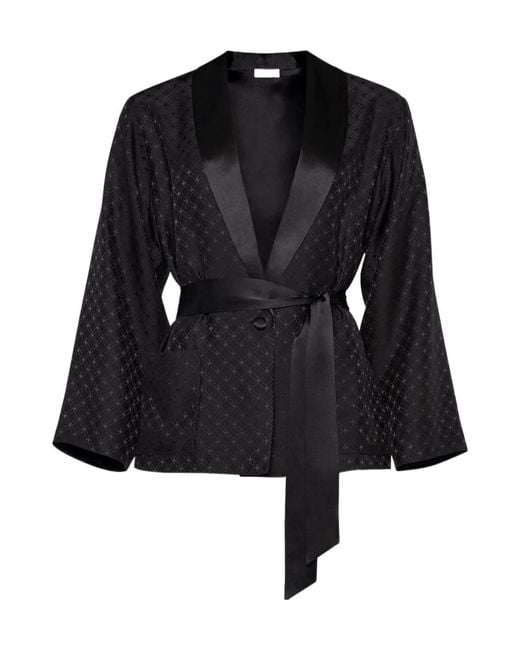 Eres Black Velours Geometric-Pattern Lounge Cardigan
