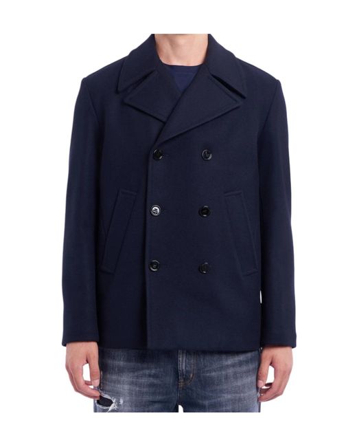 Dondup Blue Double-Breasted Coat for men