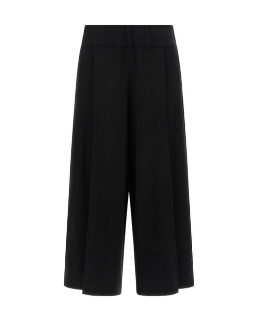 Issey Miyake Black Wide-Leg Cropped Trousers