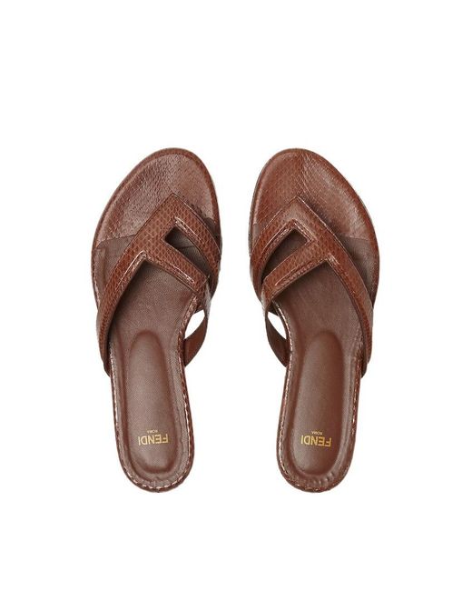 Fendi Brown Fling Flatform Flip-Flops