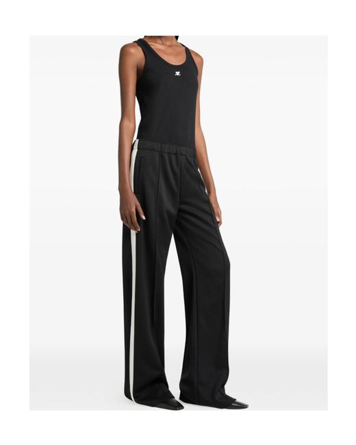 Courreges Black Bicolor Side-Stripe Track Pants