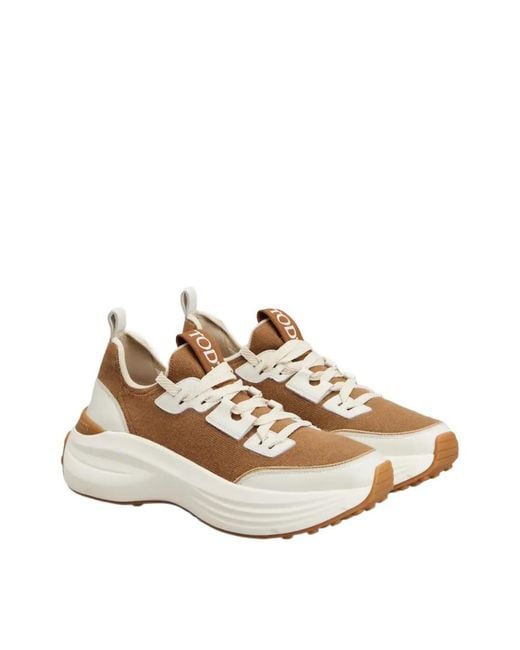 Tod's Natural Logo Detailed Lace-Up Sneakers