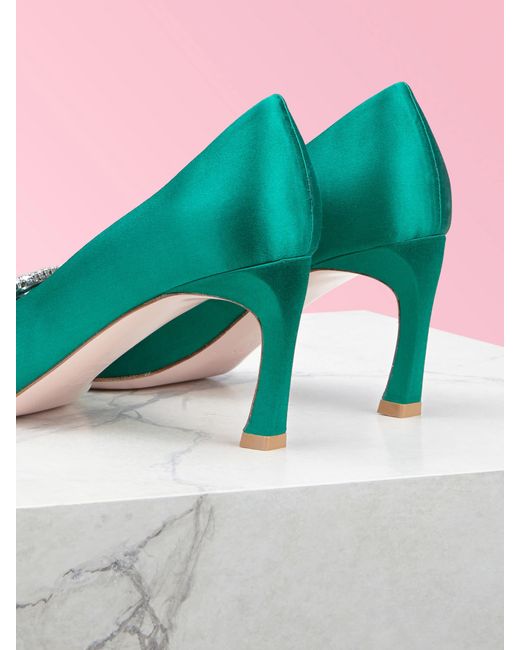 Roger Vivier Green Trompette Crystal Diamond-Button Heels