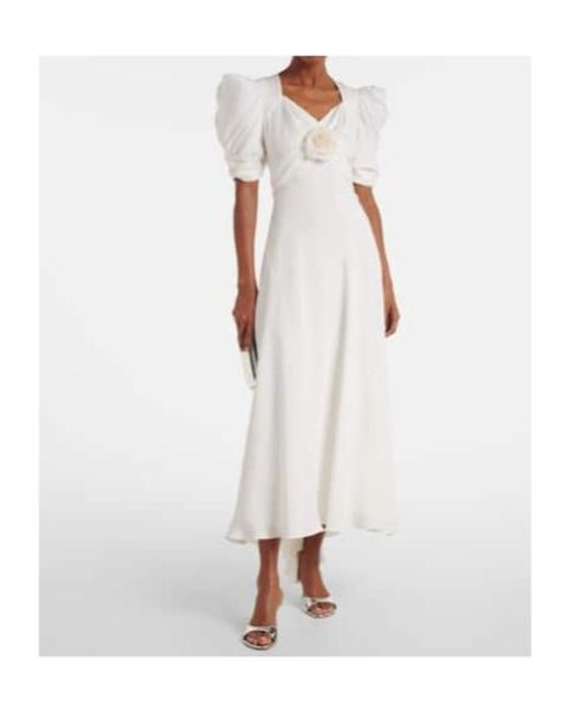 Rodarte White Floral-Appliqué Silk Crêpe Gown