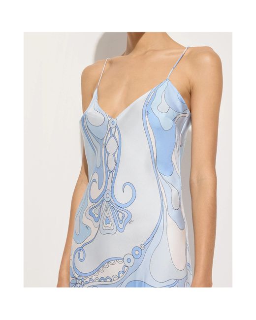 Emilio Pucci Blue Pucci Printed Strapless Maxi Dress