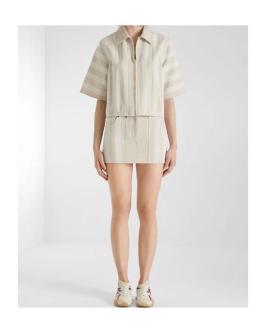 Fendi Natural Striped Mini Jeans Skirt