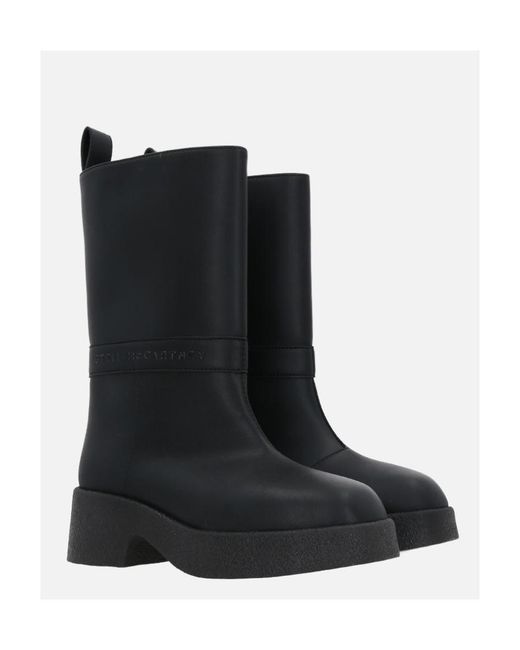Stella McCartney Black Logo Lettering Pull-On Ankle Boots