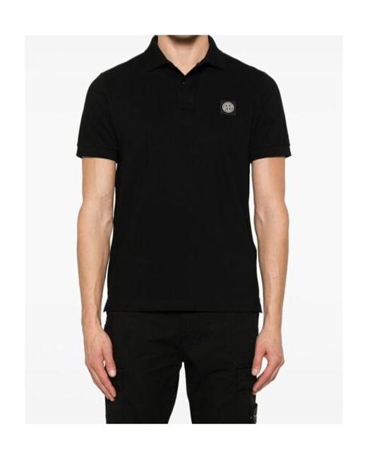 Stone Island Blue Logo Patch Short-Sleeved Polo Shirt for men