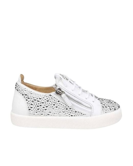 Giuseppe Zanotti White Casual Sneaker With Drill And Lace