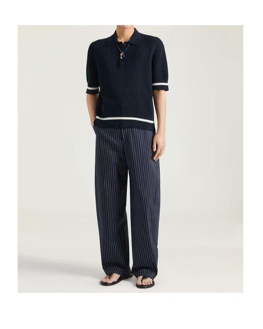 Givenchy Blue Paris Logo Embroidered Knitted Polo Shirt for men