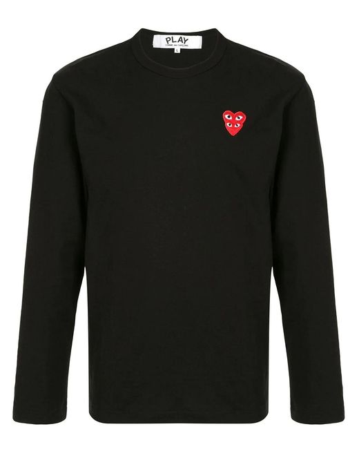 COMME DES GARÇONS PLAY Black Embroidered Logo T-Shirt for men