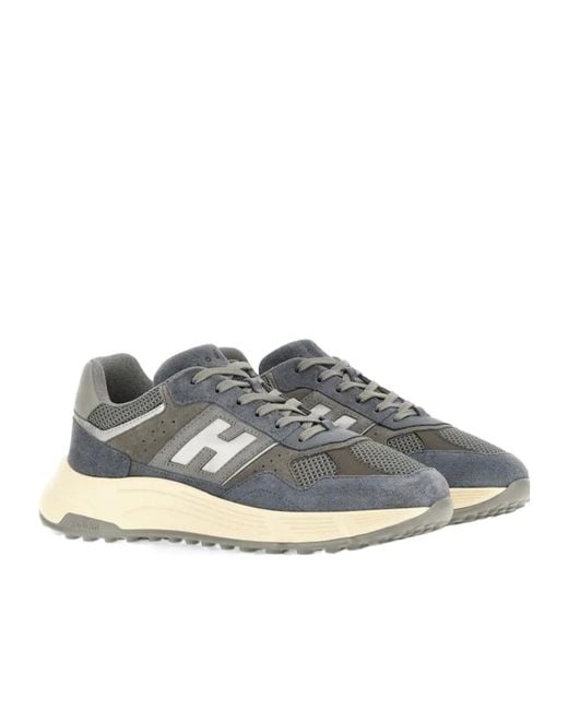 Hogan Gray Hyperlight Leather And Mesh Sneakers Shoes for men