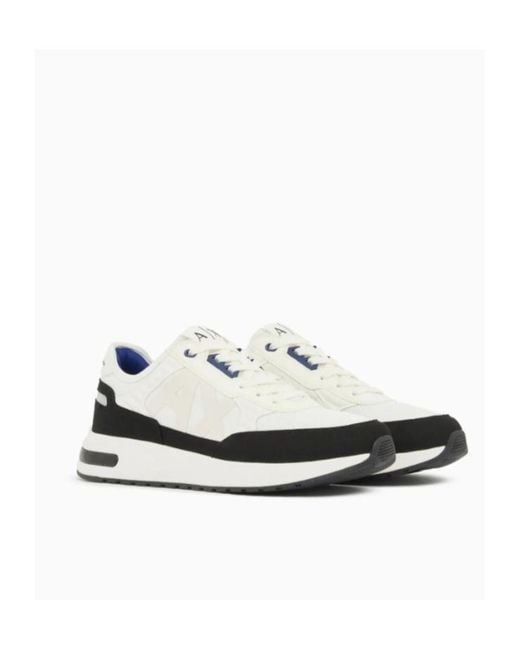 ARMANI EXCHANGE White Spliced Casual Sports Shoes for men