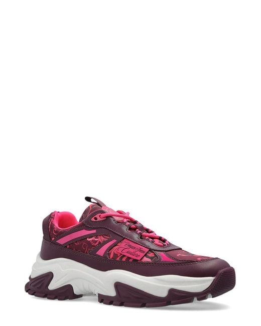 Versace Jeans Purple Couture Barocco Printed Lace-Up Sneakers