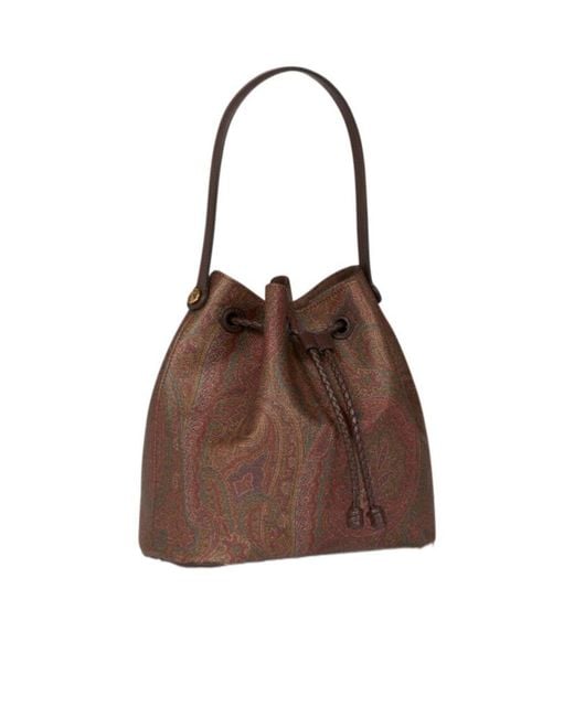 Etro Brown Small Paisley Bucket Bag