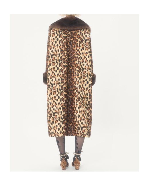 Valentino Brown Fauve Eclat Spotted Cloth Coat