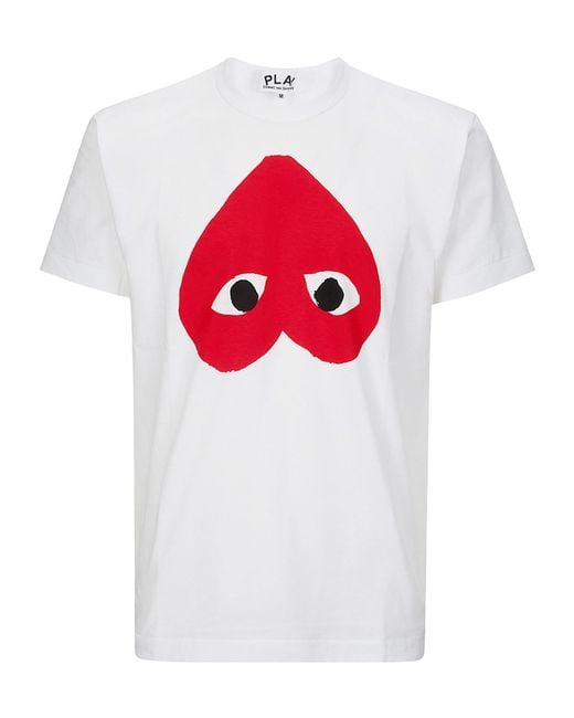 COMME DES GARÇONS PLAY White Comme Des Garçons Play Reverse Heart Print T-Shirt for men