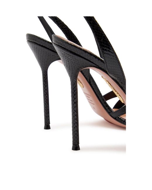Aquazzura Black Snakeeffect Leather Sandals