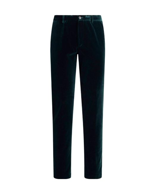 Etro Blue Stretch Velvet Trousers for men