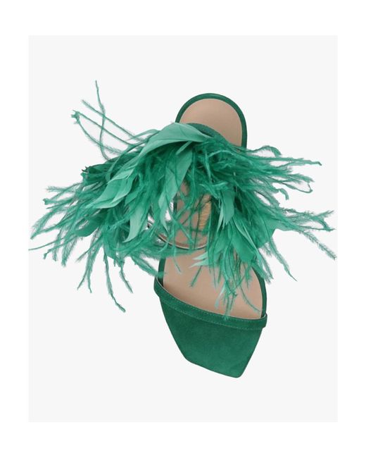 Stuart Weitzman Green Feather High-Heeled Sandals