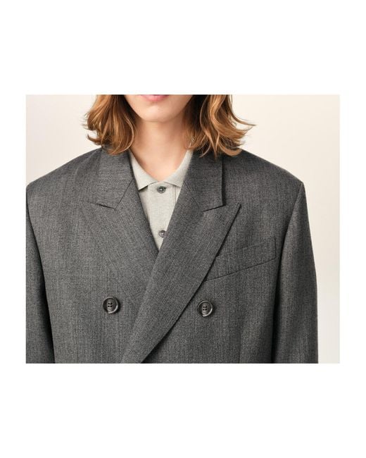 AMI Black Double Breasted Wool Blazer for men