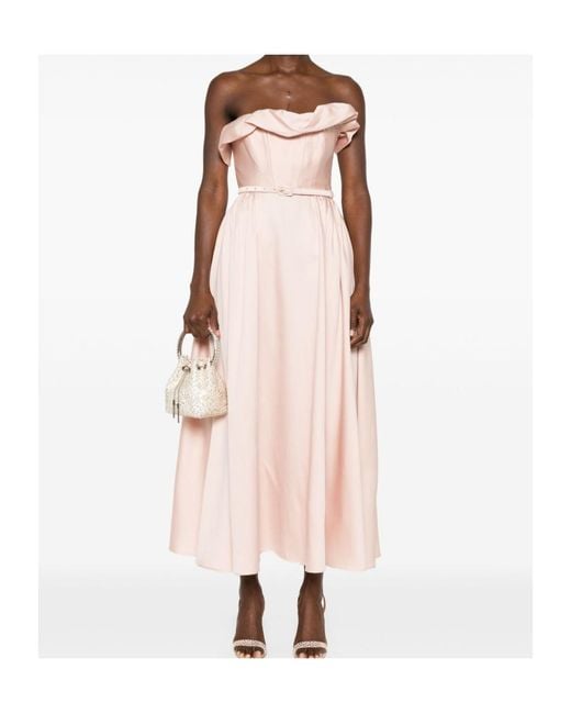 Roland Mouret Pink Ruffle Midi Dress