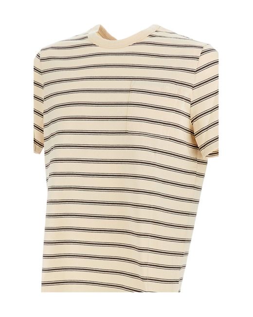 A.P.C. White Striped Crewneck T-Shirt for men