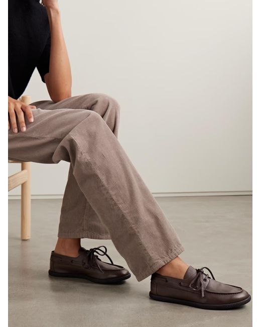 The Row Brown Novus Sailor Leather Loafers