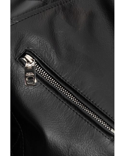 Dolce & Gabbana Black Cropped Biker Jacket