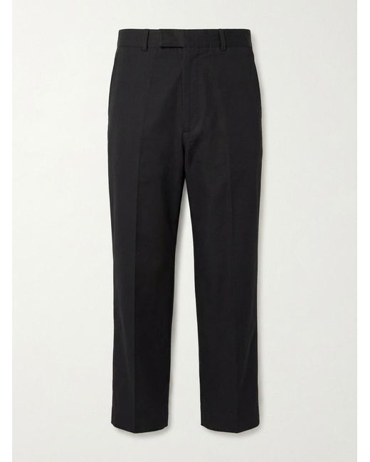 Gucci Black Straight Leg Cropped Poplin Chino Trousers for men