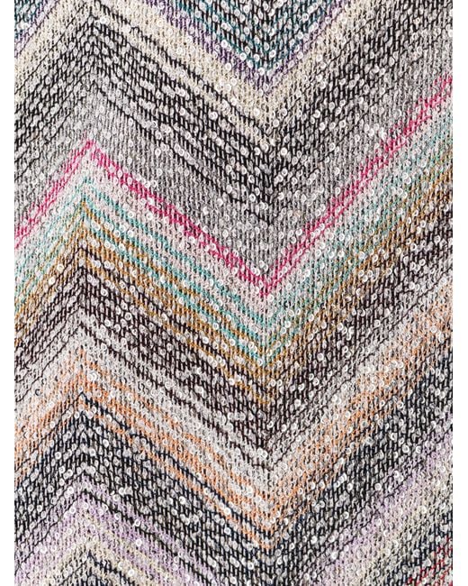 Missoni Gray Zigzag Sequin-Embellished V-Neck Jumper