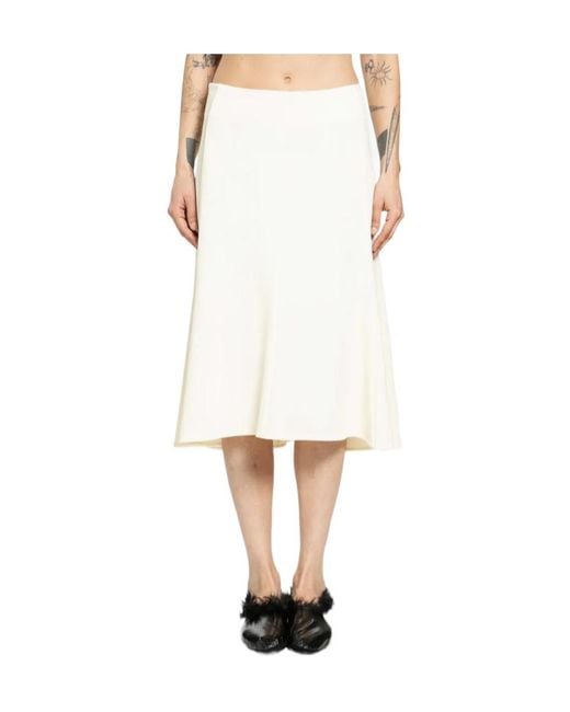 Jil Sander White A-Line Midi Skirt