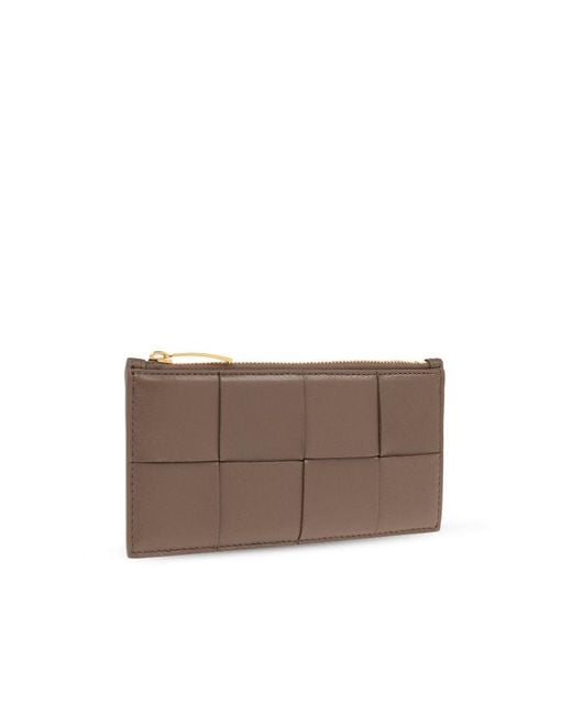Bottega Veneta Brown Intreccio Zipped Wallet