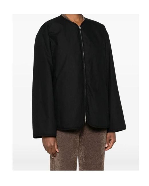 Jil Sander Black Zip-Front Quilted Coat