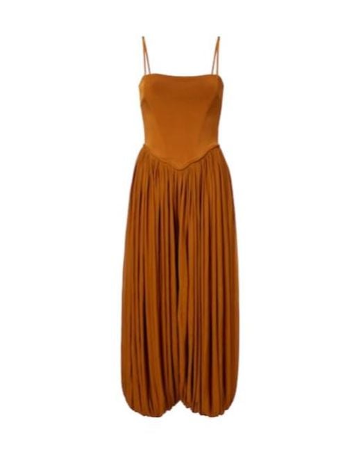 Zimmermann Brown Luna Pleated Jersey Jumpsuit