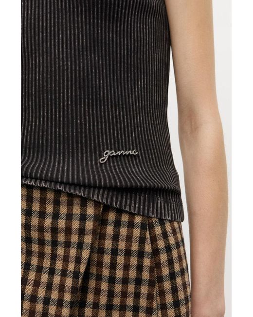 Ganni Black Washed Tank Top