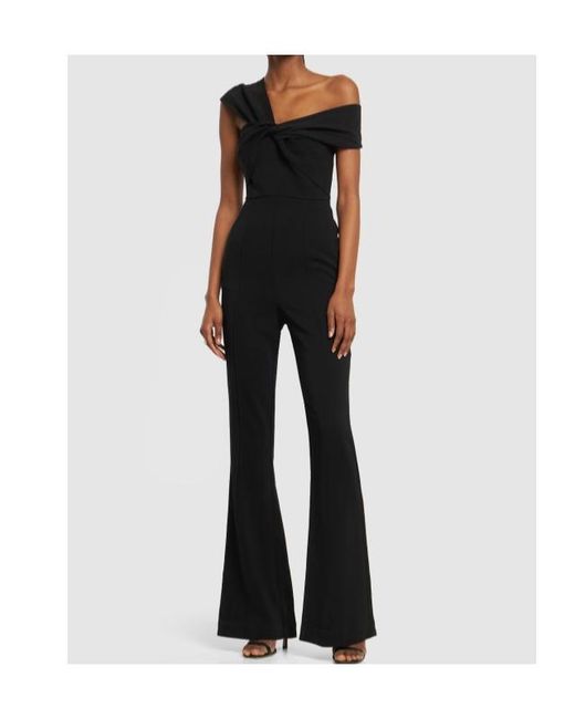 Roland Mouret Black Asymmetric Stretch Viscose Cady Jumpsuit