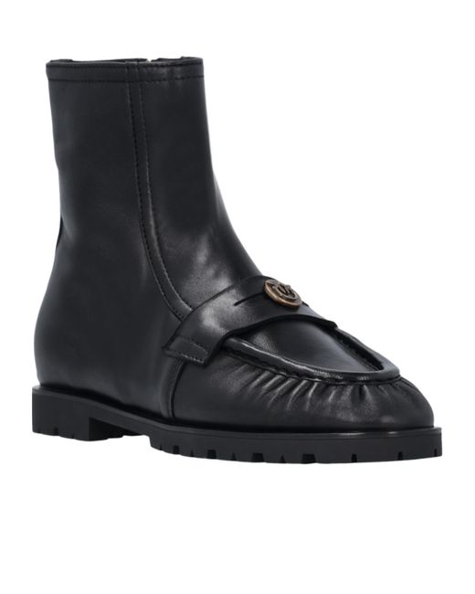Pinko Black Love Birds Logo Plaque Booties