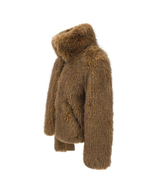 Moose Knuckles Brown Zip Faux-Fur Jacket