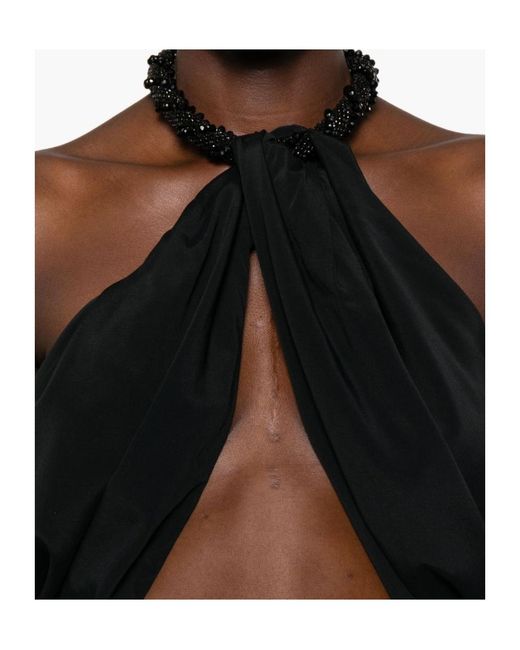 Amen Blue Beaded Halterneck Top