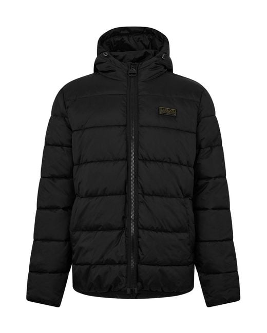 Barbour Black Hooded Quilted Puffer Jacket for men