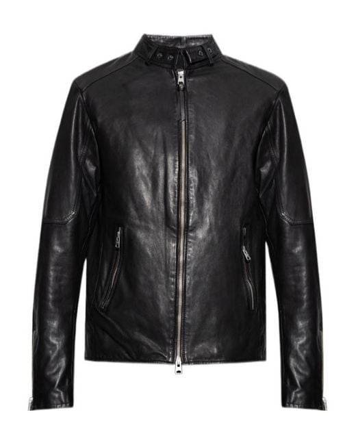 AllSaints Black Classic Biker Jacket for men