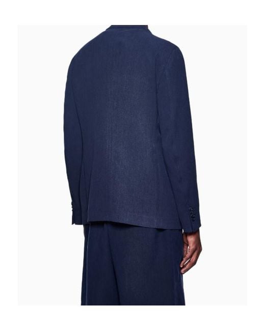 Giorgio Armani Blue Single-Breasted Long-Sleeved Jacket for men