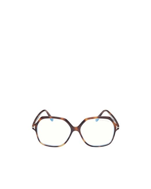 Tom Ford Metallic Eyewear Geometric Frame Glasses