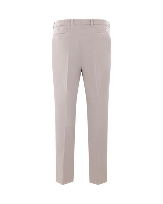 Brunello Cucinelli Gray Leisure-Fit Pleated Gabardine Trousers for men